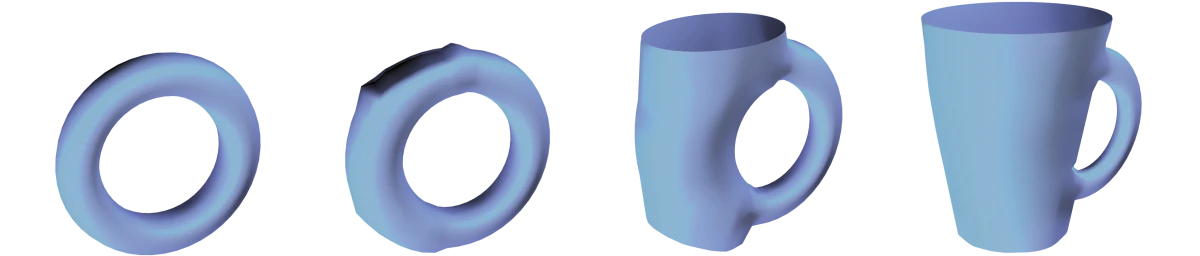 Sketch of a doughnut deforming into a cup.